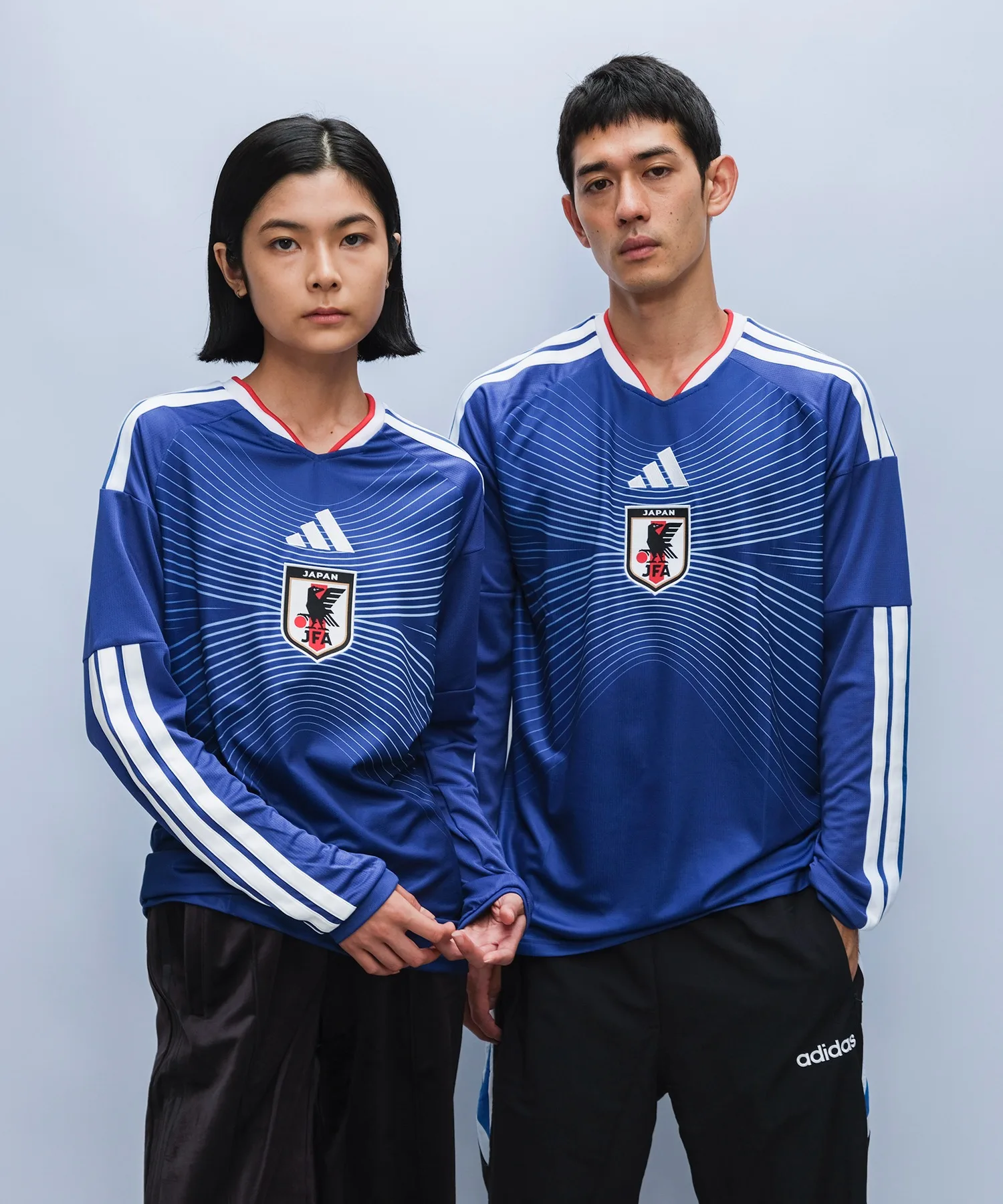 Мужская/женская футболка сборной Японии 2026 Adidas Home с длинным рукавом синяя