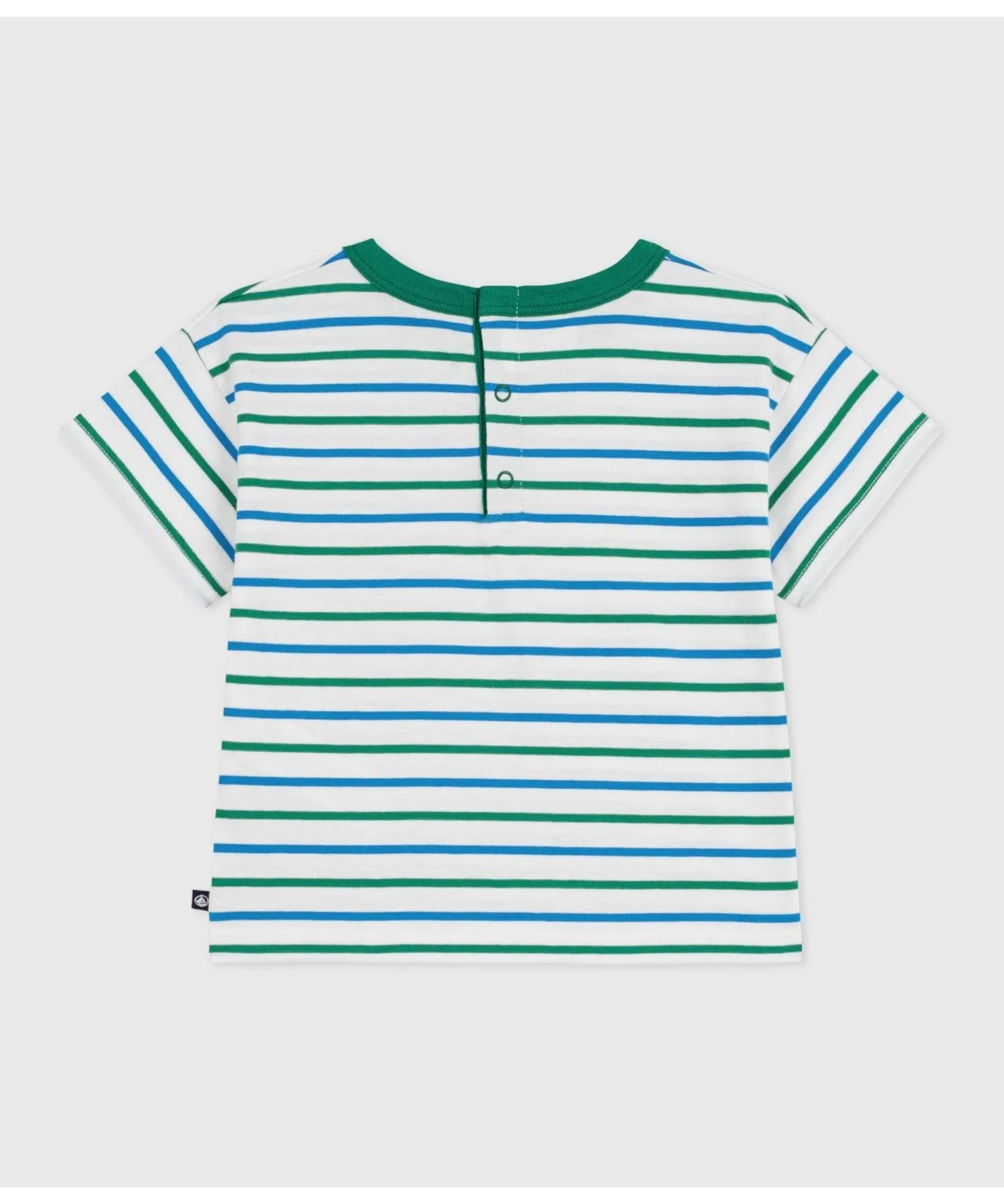 Детская футболка в полоску PETIT BATEAU с логотипом белый — фото 4