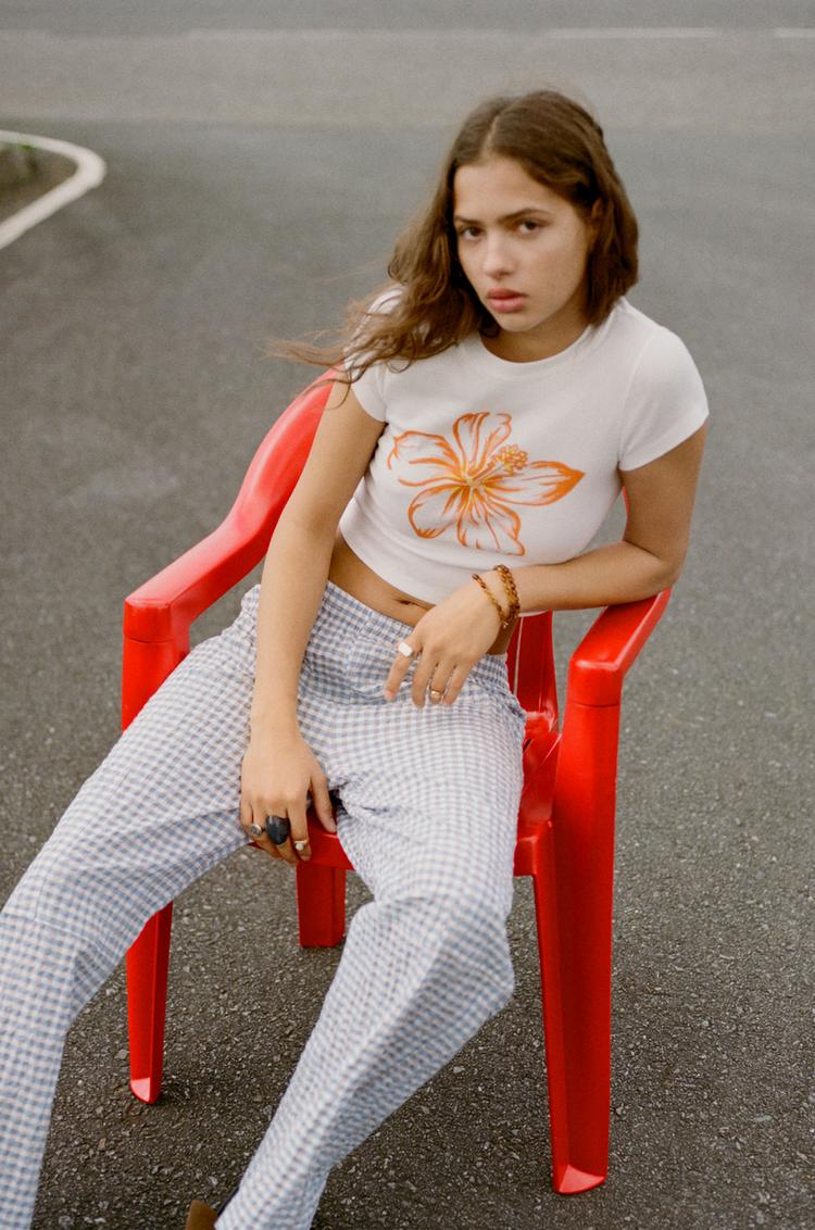 

Клетчатые брюки в пижамном стиле Pull And Bear, синий