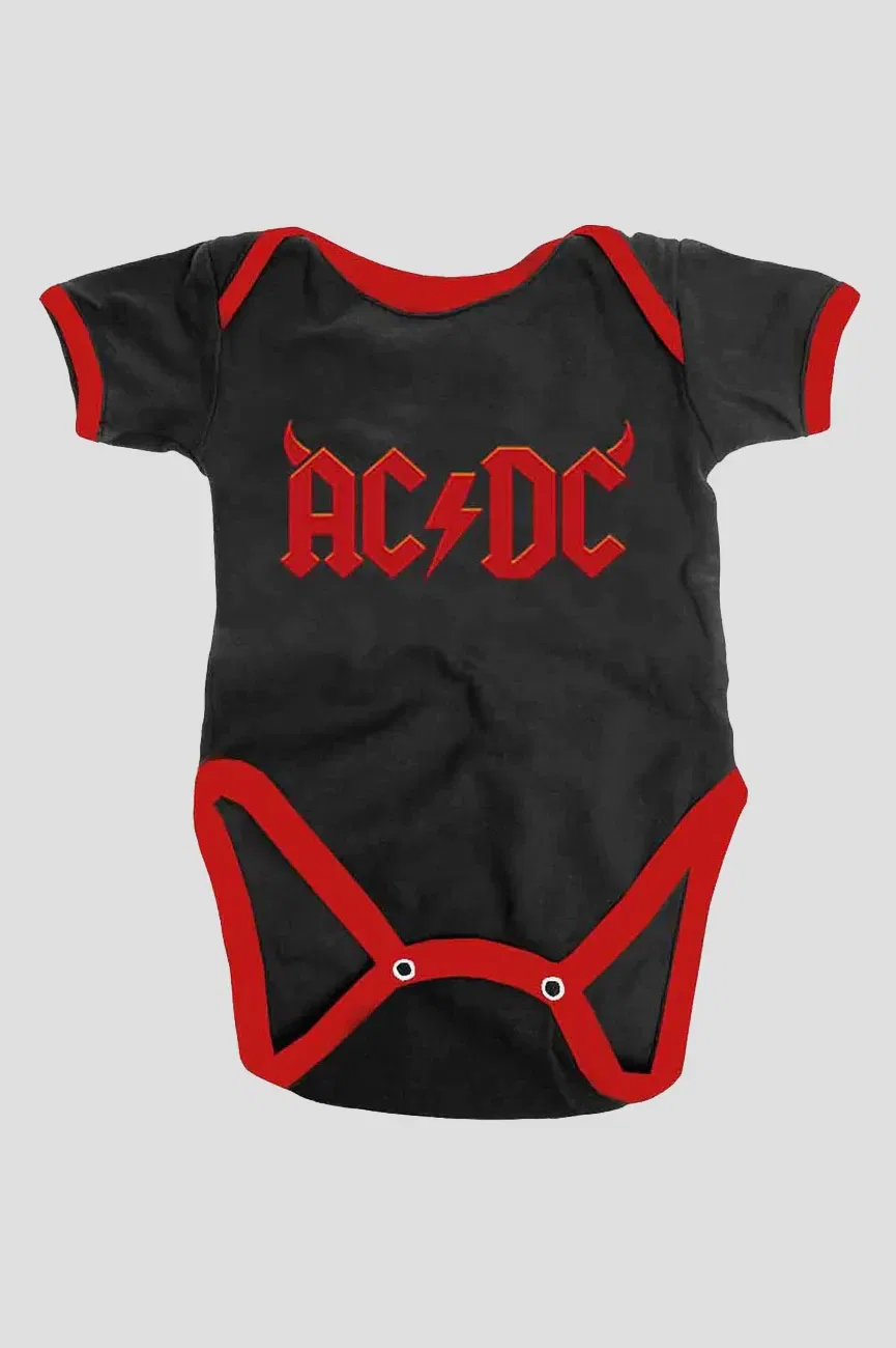 Боди AC/DC с логотипом Horns, 0-24 мес, черный