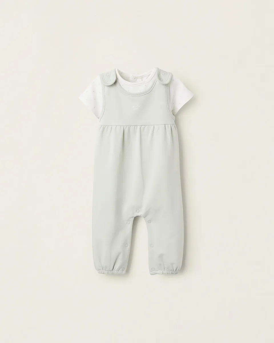 

Комплект из боди с коротким рукавом и длинного комбинезона для мальчика Zippy, светло-зеленый