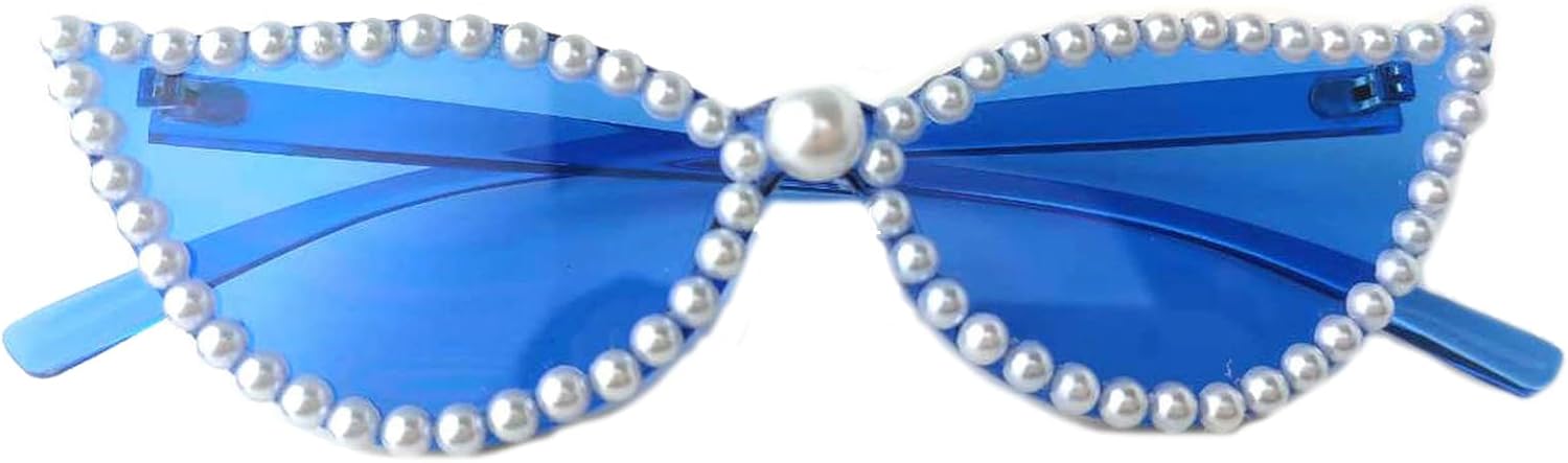 

Солнцезащитные очки «кошачий глаз» с бриллиантами, модные, с кристаллами и стразами, в винтажной оправе, в стиле ретро, ​​для женщин, защита от ультрафиолета UV400 (голубой жемчуг) COTIA, Blue Pearl