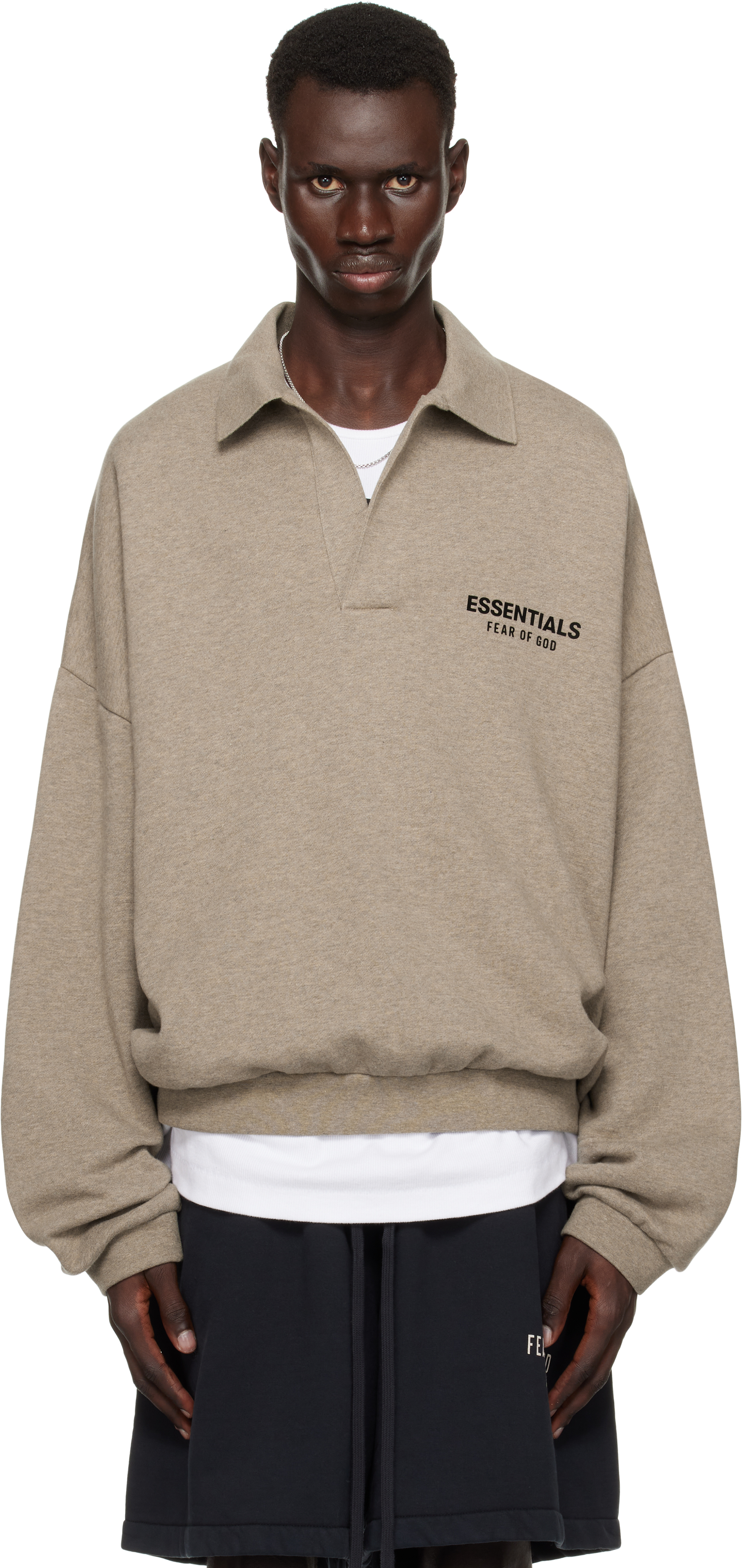

Поло из серого флиса Fear of God EENTIAL Fear of God ESSENTIALS, Heather gray