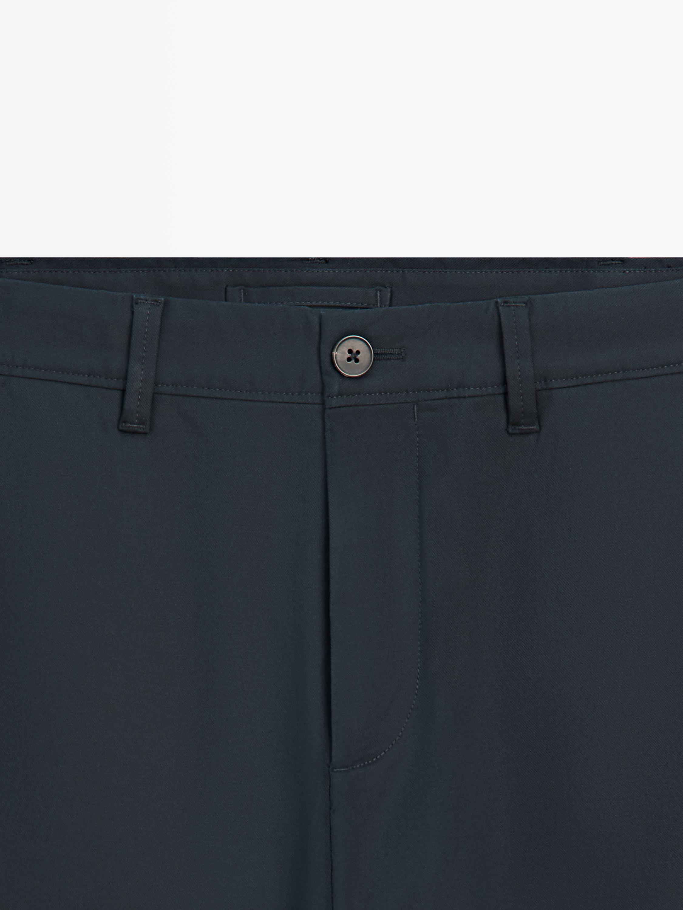 Брюки slim fit из хлопковой смеси Massimo Dutti, navy blue — фото 2