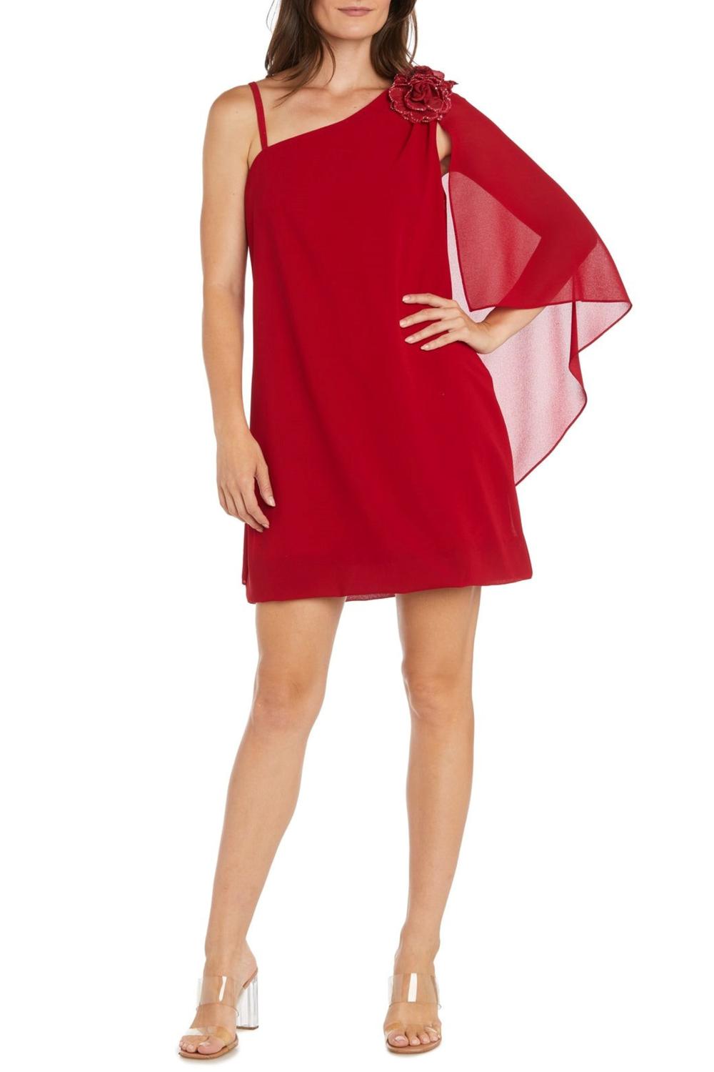 

Вечернее платье с одним плечом короткое красное R&M Richards