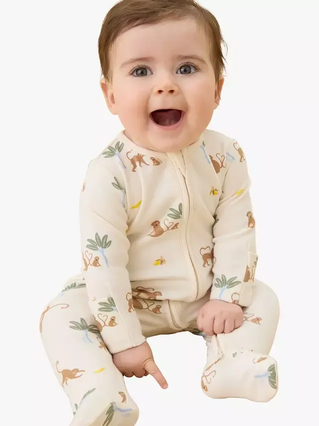 Детский комбинезон для сна Baby Clever с застежкой-молнией и длинными рукавами, с принтом обезьянки MORI — фото 2