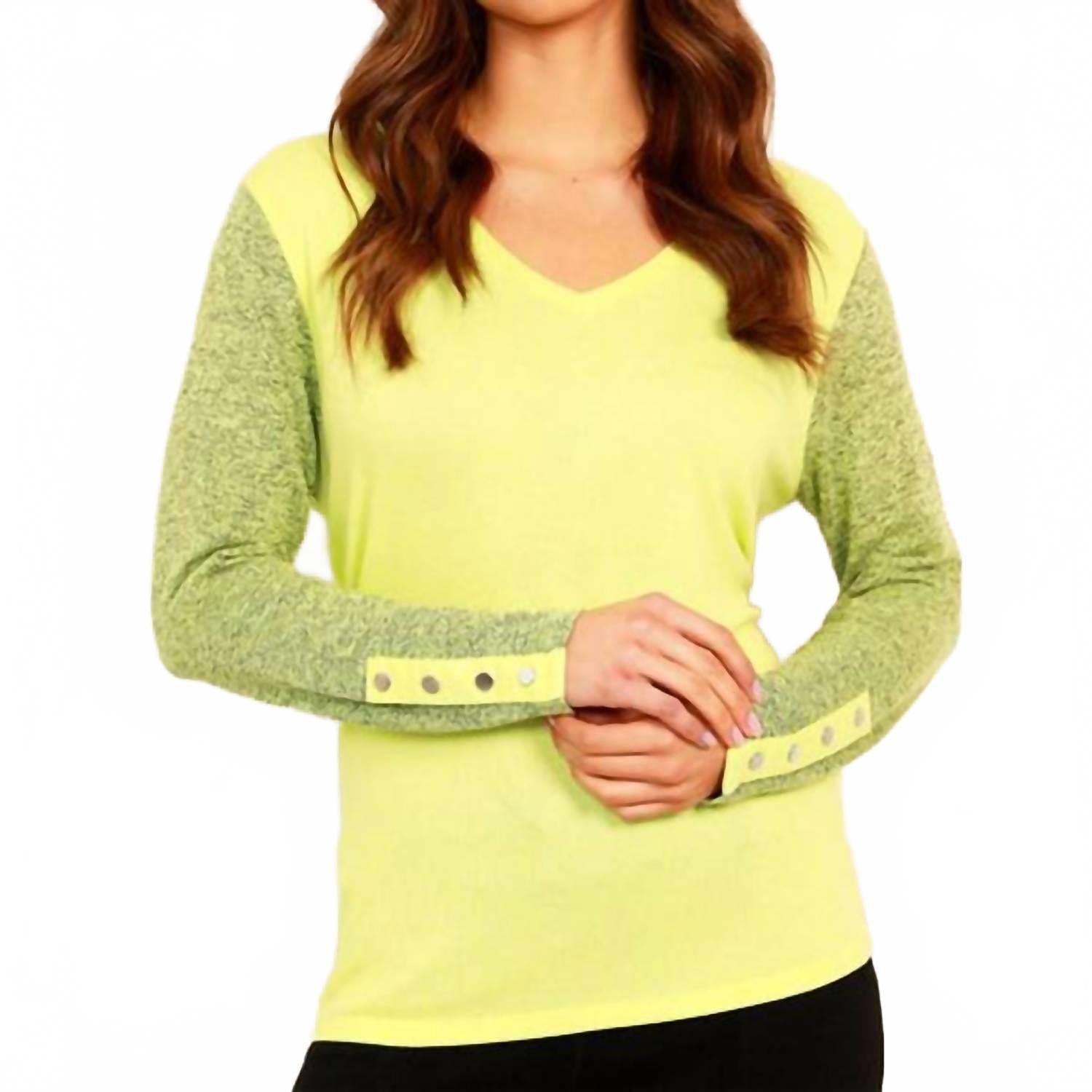 

French kyss Топ с V-образным вырезом и рукавами на кнопках, салатового цвета