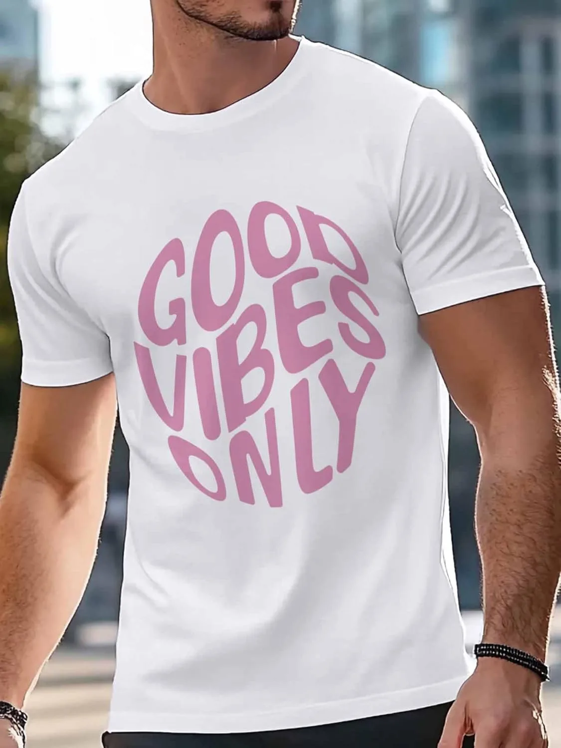 

Футболка для мужчин Good Vibes с коротким рукавом и принтом NITBANLA