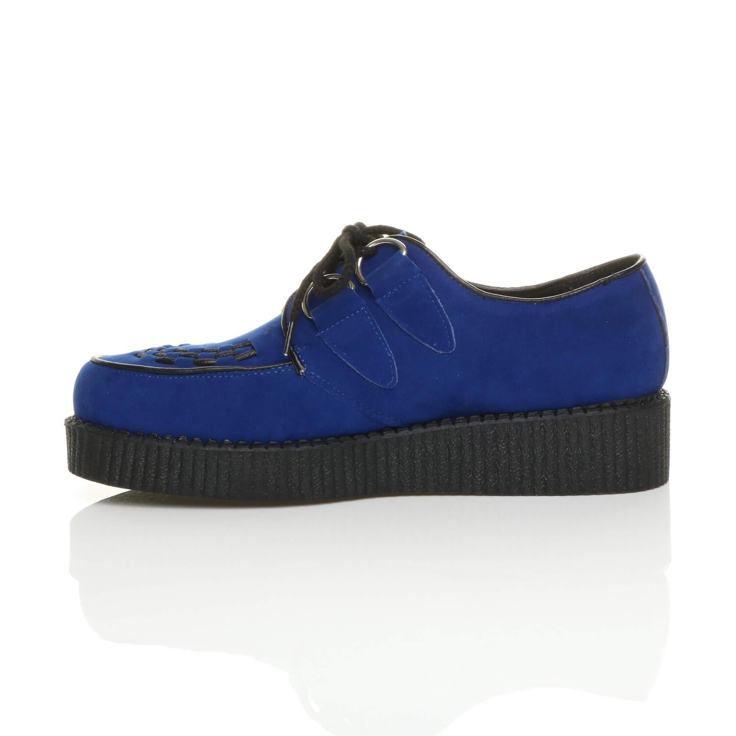 Туфли Teddy Boy на низкой танкетке Creepers из искусственной замши на шнуровке AJVANI, синий — фото 3