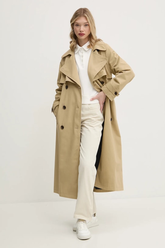 

Хлопковый тренч Tommy Jeans, бежевый