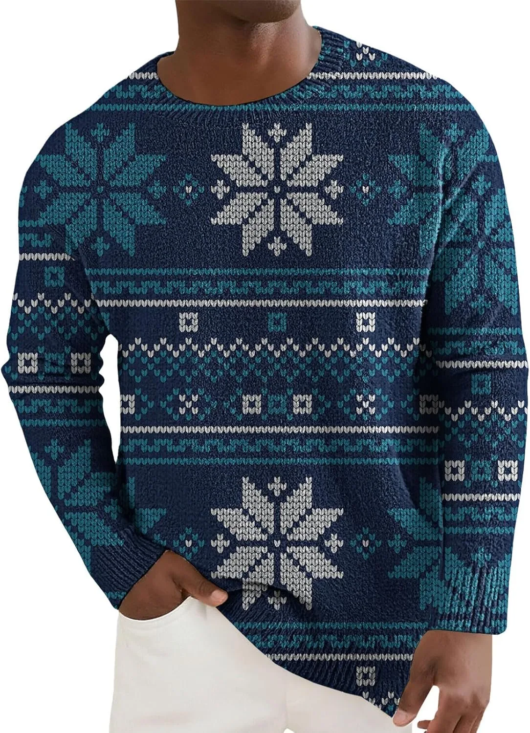 

Мужской рождественский свитер с узором снежинки