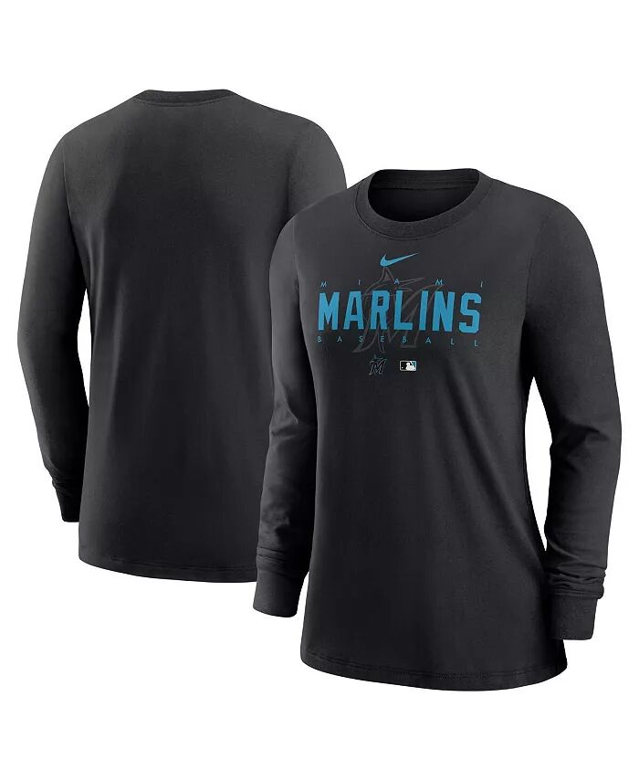 

Женская черная футболка Miami Marlins Authentic Collection Legend Performance с длинным рукавом Nike