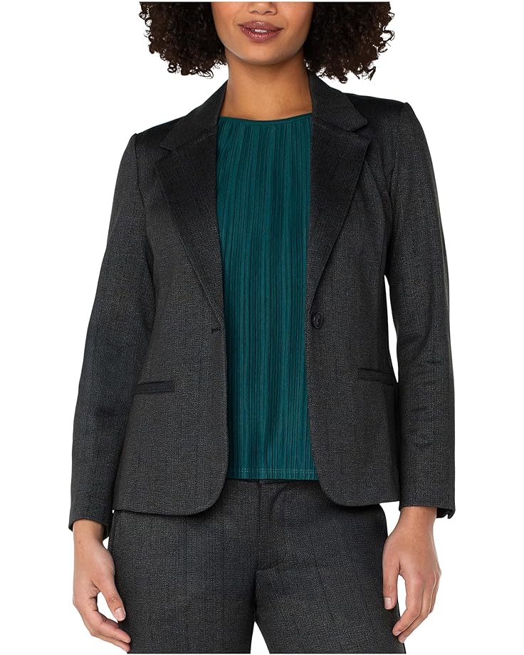 

Женский приталенный блейзер Liverpool Los Angeles Herringbone Ponte Knit, Smokey Charcoal Herringbone