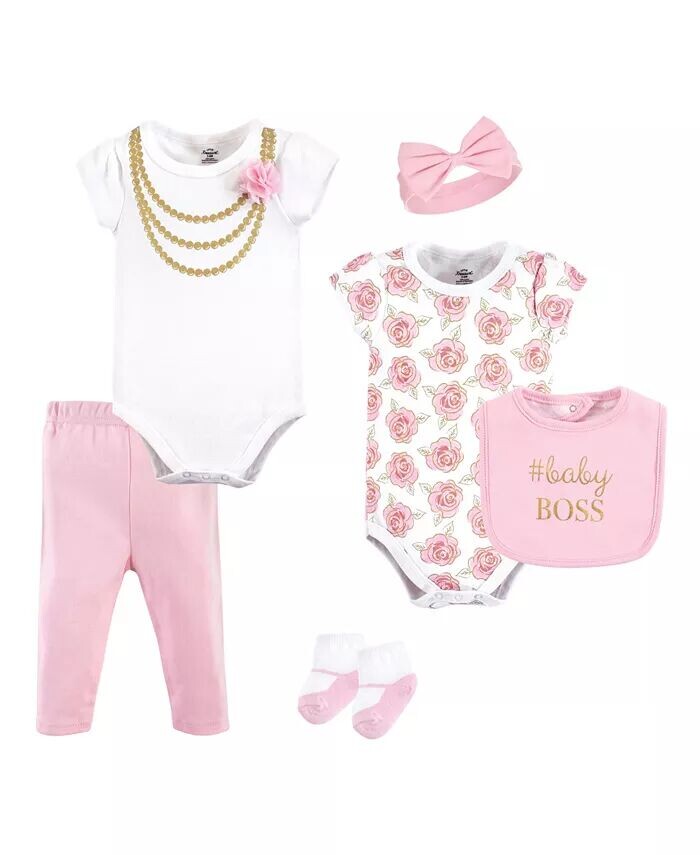 

Набор из 6 предметов Baby Girls Treasure Baby Layette, Золотые розы Little Treasure, мультиколор