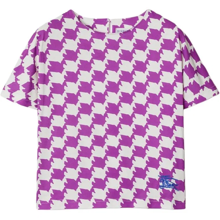 Футболка Burberry Kids с круглым вырезом фиолетовая