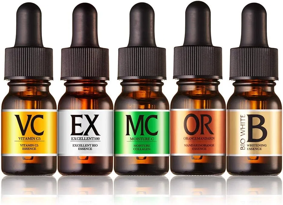 Набор косметики Beauty Solution из 5 видов EBiS с коллагеном, транексамовой кислотой, производной витамина C, плацентой и мандарином, по 10 мл