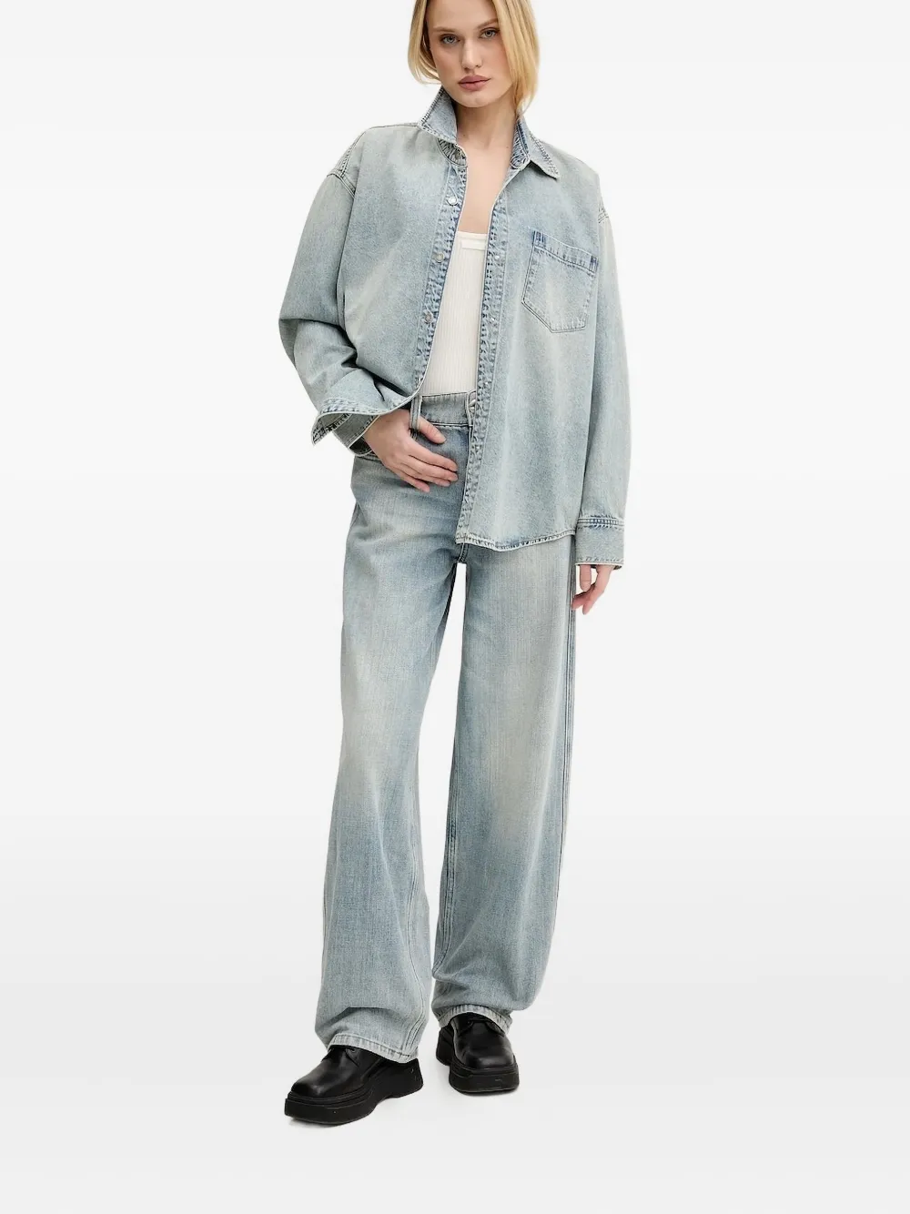 

Джинсы из хлопка с широкими штанинами Miss Sixty, синий