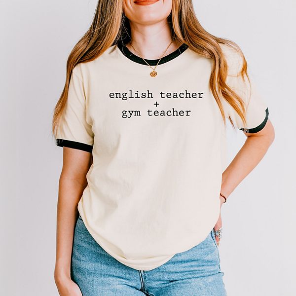 

Футболка с контрастными манжетами для женщин English teacher + gym teacher Simply Sage Market, Vintage Black