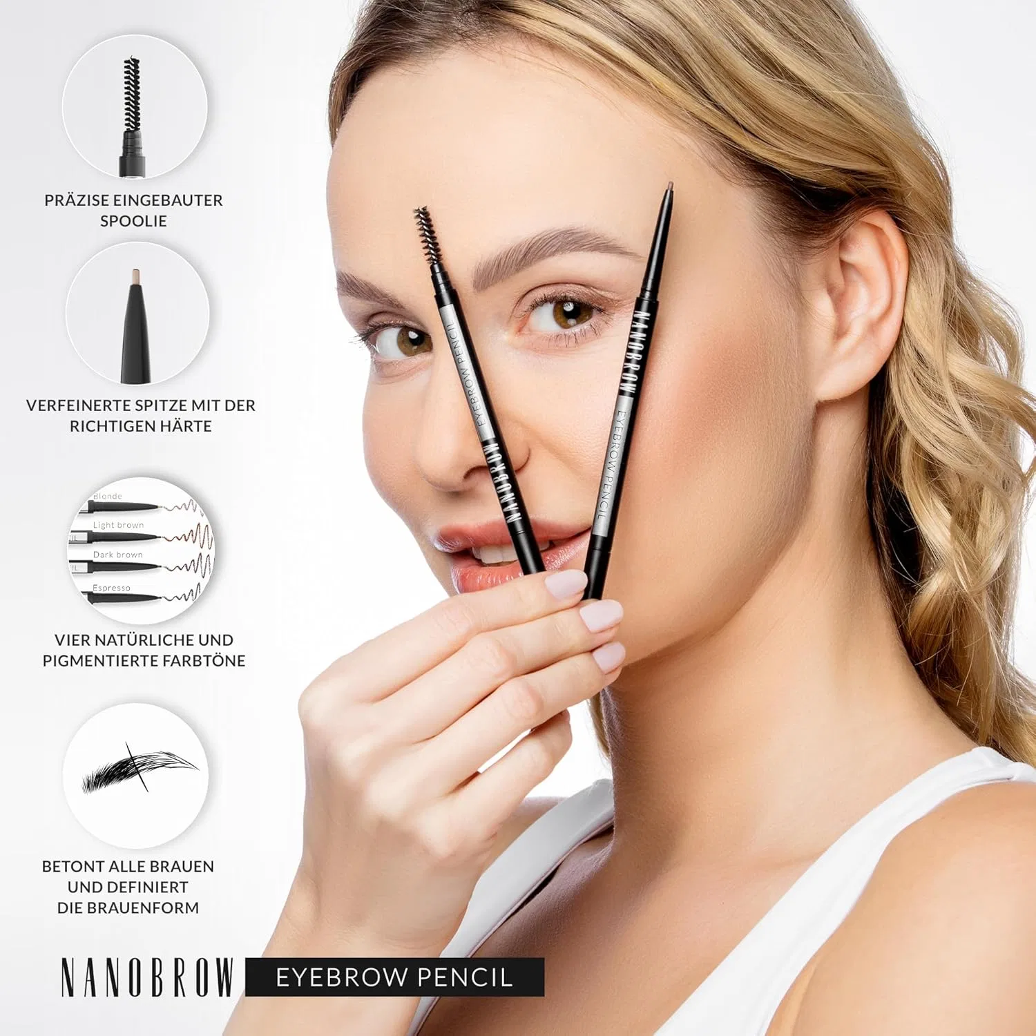 Карандаш для бровей «Nanobrow Pencil» со сверхтонким грифелем Nanobrow, Blonde — фото 4