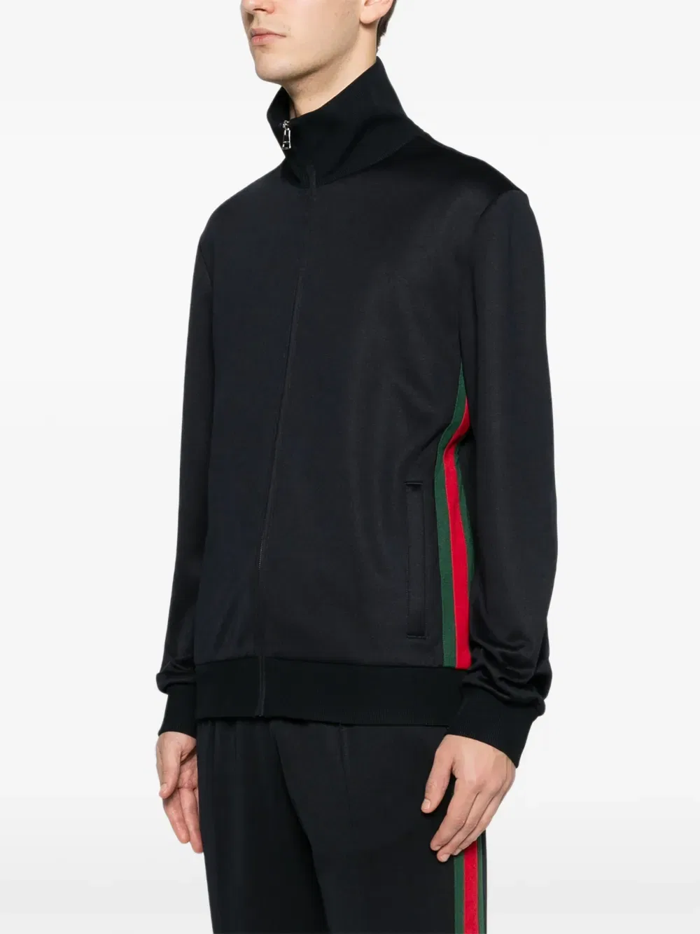 Толстовка Gucci на молнии, полосатая отделка, синий — фото 3