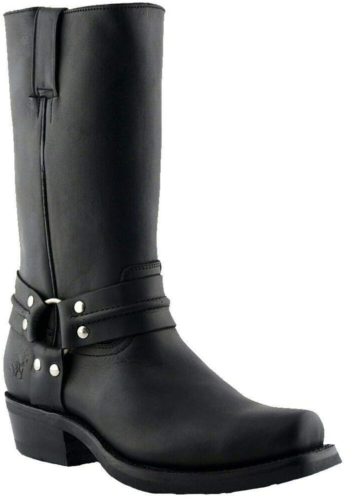 

Унисекс сапоги Grinders Renegade Hi из кожи в ковбойском и байкерском стиле, черный