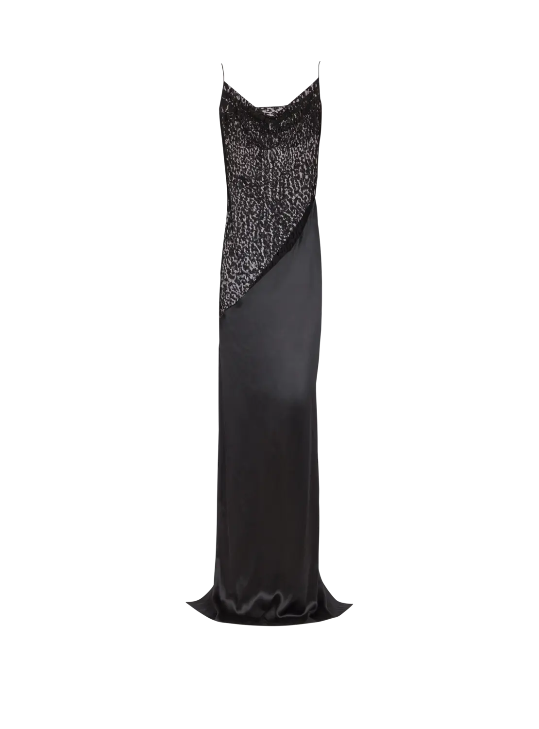 

Платье на тонких бретелях из струящейся ткани Balmain, черный