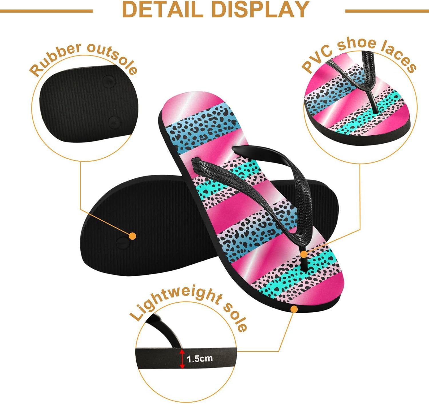 Вьетнамки Stripes Leopard Bluepink для пляжа, лета и повседневного ношения для женщин и мужчин 20861917 Kfbe, розовый/голубой — фото 4