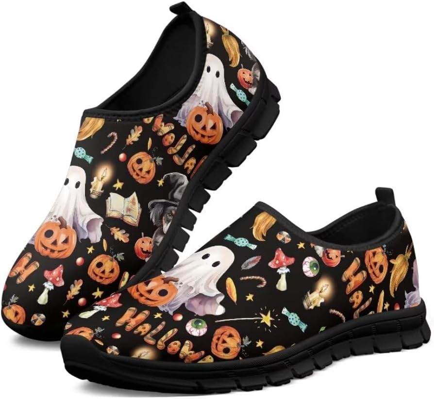 

Мужские повседневные кроссовки для бега на низком ходу, спортивные слипоны, легкие, удобные, противоскользящие, для тренировок Qoiuvncy, Halloween Ghost