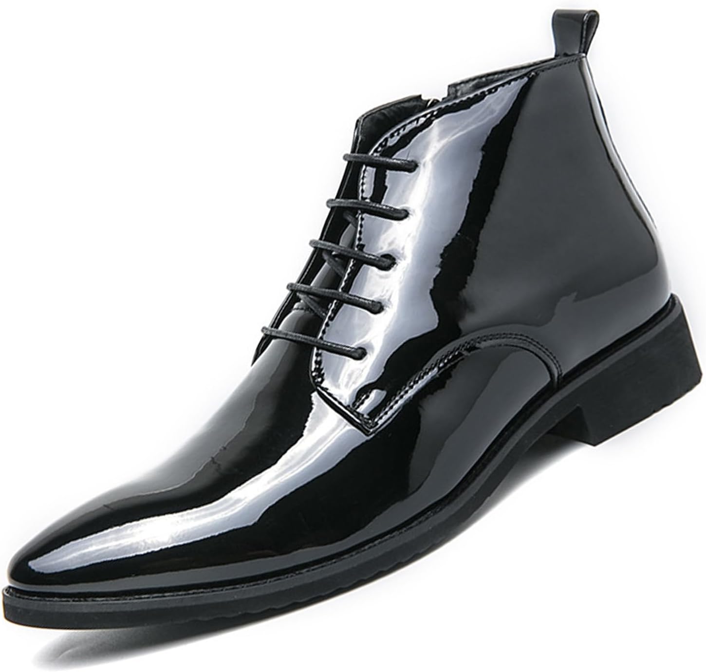 

Мужские лакированные кожаные ботинки Челси с заостренным носком, модные шнурованные роскошные ботинки Чакка с боковой молнией, высокие водонепроницаемые блестящие деловые формальные оксфорды на щиколотку Galonfulty, черный