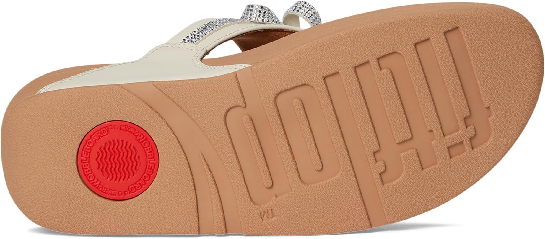 Женские сандалии Lulu Glitz-Bow из кожи с перекладиной на носке FitFlop, Paris Beige — фото 3