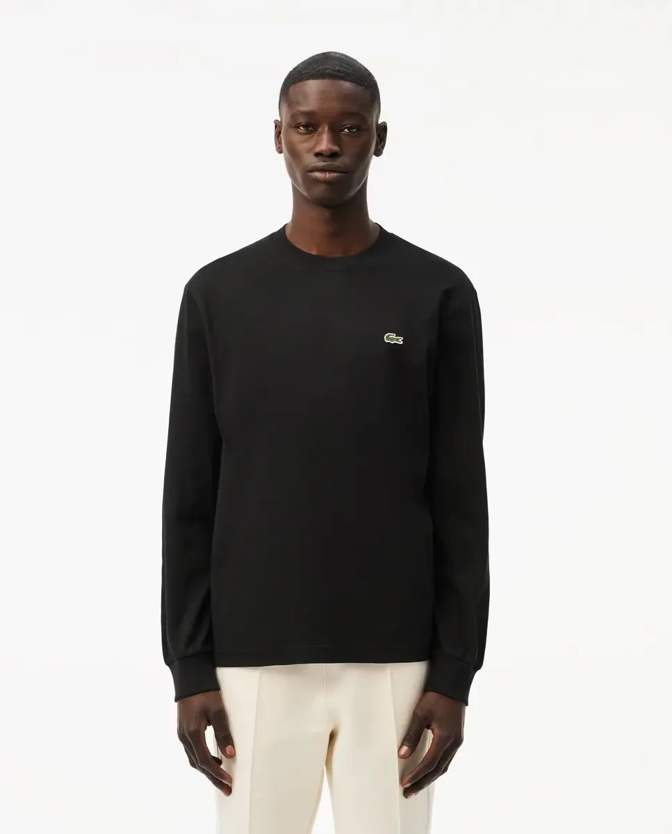 Футболка мужская Lacoste с длинным рукавом, хлопок, черный