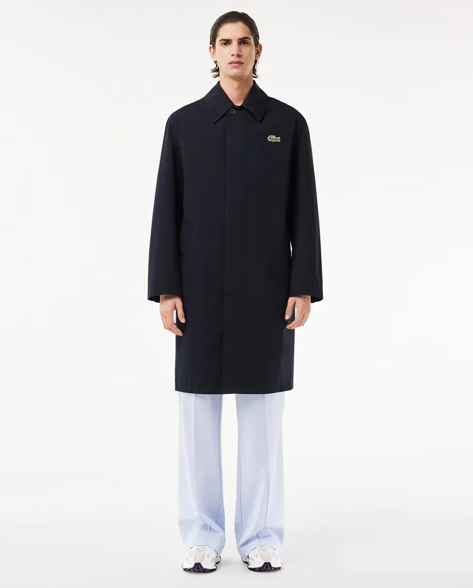 

Легкий водонепроницаемый плащ из хлопкового твила Lacoste, темно-синий