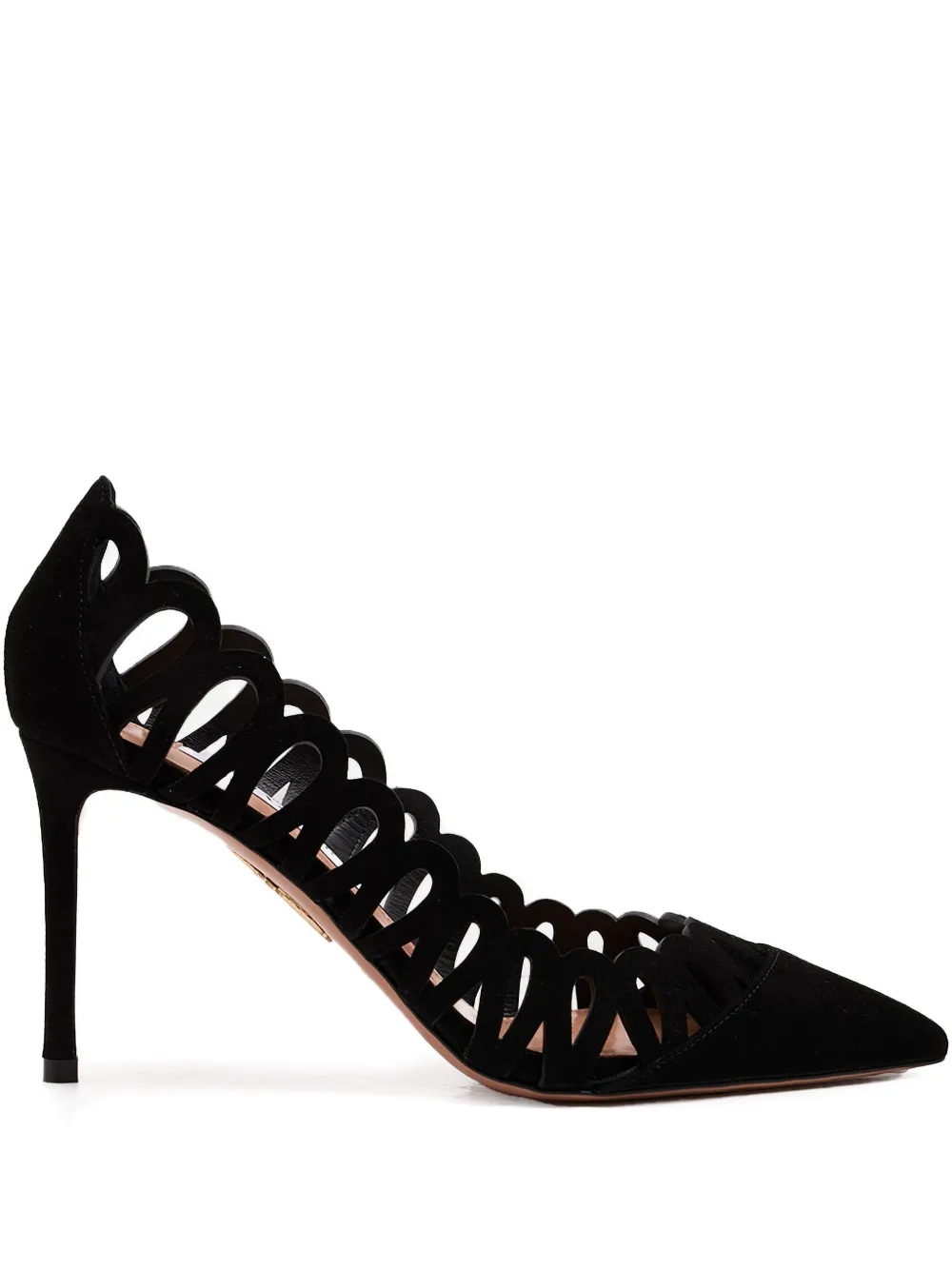 Замшевые туфли с вырезом Peep 85 мм Aquazzura, черный