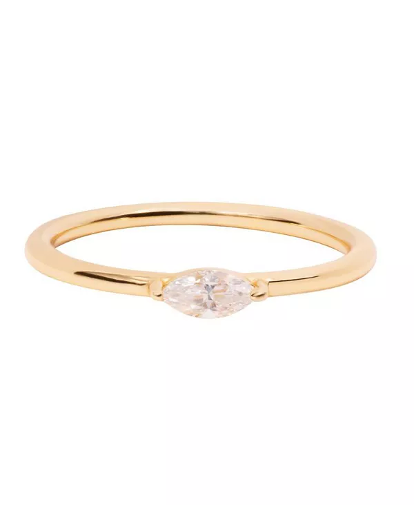 

Кольцо с камнем маркиза - мартовский аквамарин Little Sky Stone, moissanite