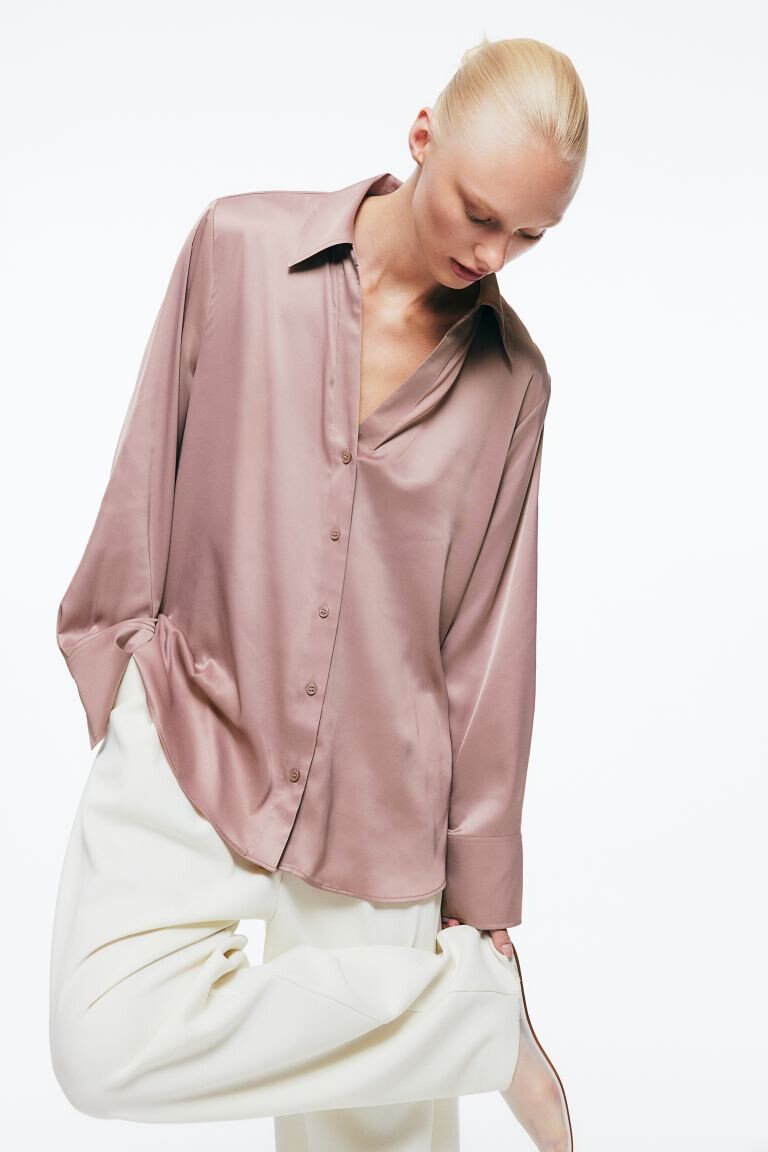 

Блузка с v-образным вырезом H&M, розовый