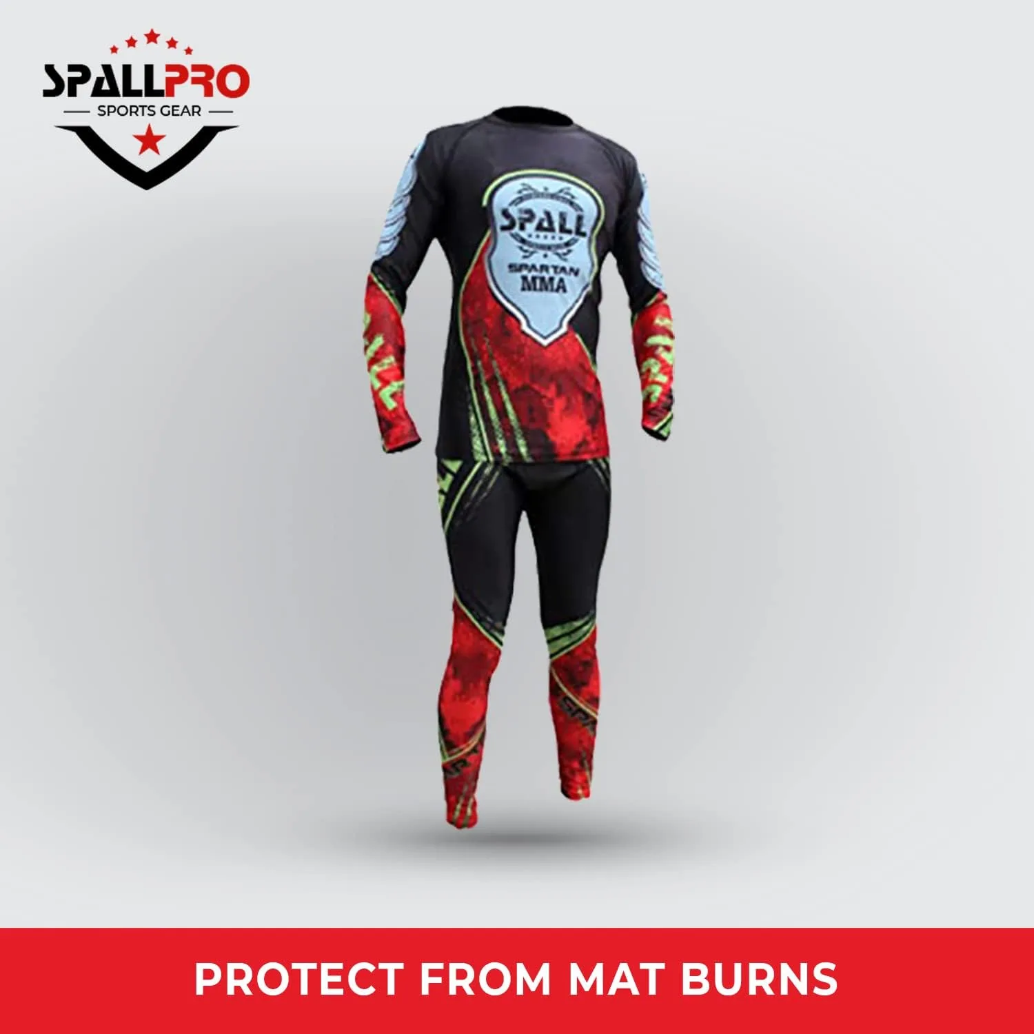 Спортивная футболка Spall Pro Power MMA BJJ Jiu Jitsu с длинным рукавом Generic, красный — фото 2