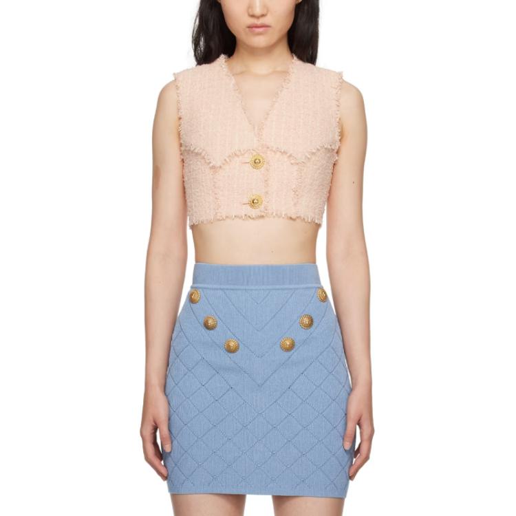BALMAIN Топ-майка женская розовая V-образный вырез Moderate Others — фото 3