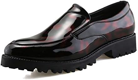 

Мужские лоферы с острым носком на высокой платформе из лакированной кожи с принтом, модный массивный каблук, рифленая подошва, нескользящие, с плотной амортизацией, удобные, на ноге, для вечеринок, работы и свадеб Uzujbaa, красный