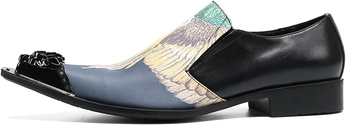 Туфли кожаные, Loafers Cowhide Shoes Genuine Leather Large Size Low Top Metal Toe Slip-Ons Breathable, Black MANYUBEI — фото 2