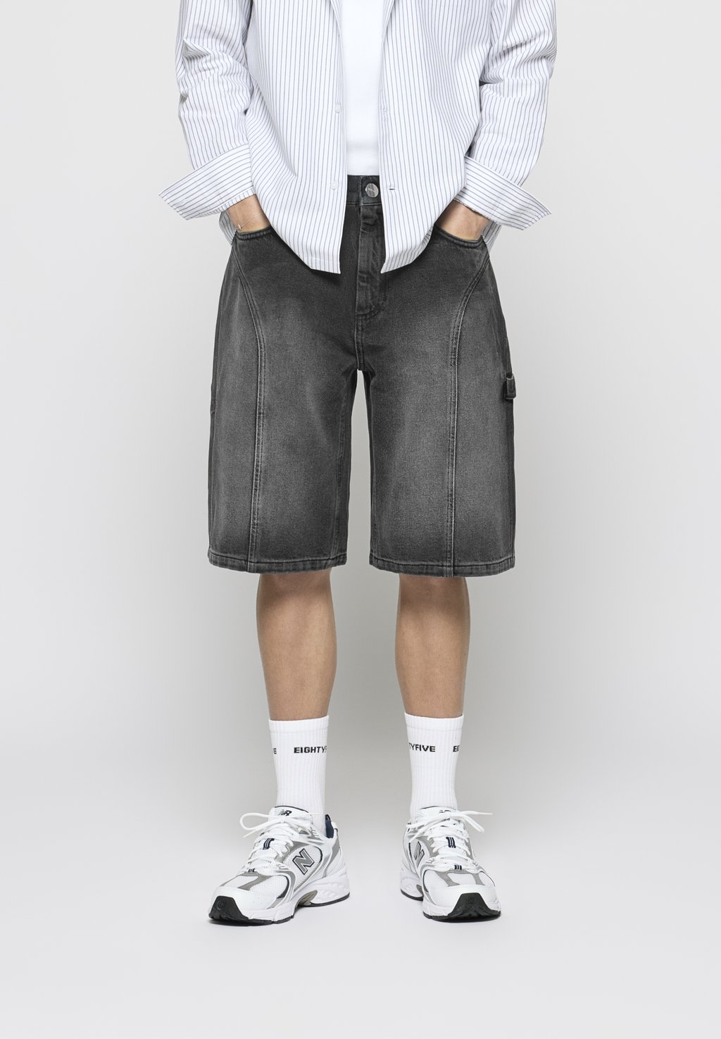 

Джинсовые шорты DIVIDING SEAMS BAGGY UNISEX EIGHTYFIVE, цвет Granite Black