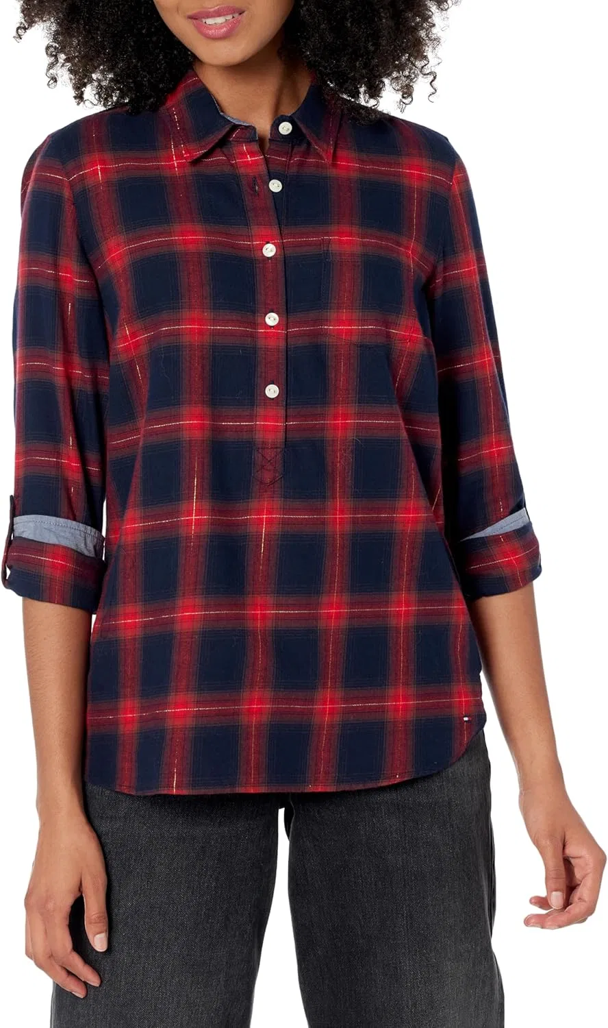 Блуза, свободный крой, Tommy Hilfiger, красный — фото 4