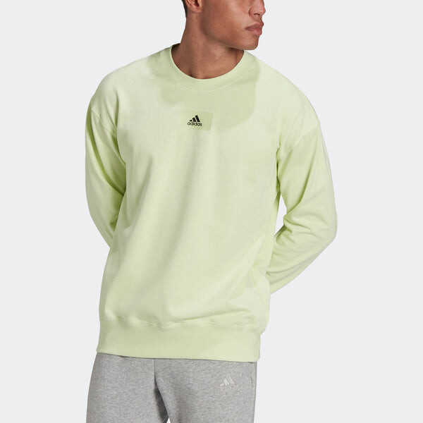 Толстовка Men's adidas Fv Swt Cotton Sports Round Neck Pullover Acid Green, зеленый — фото 3