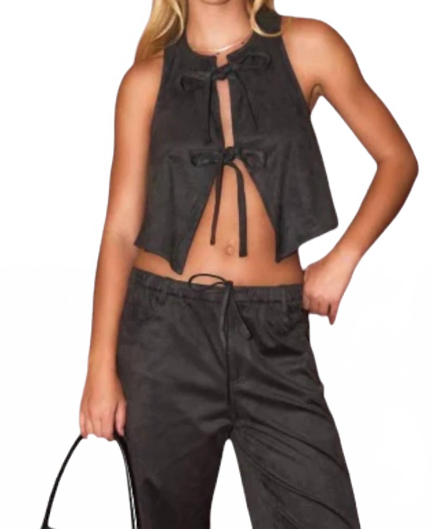 

LE LIS Замшевый топ-халтер с завязками, черный