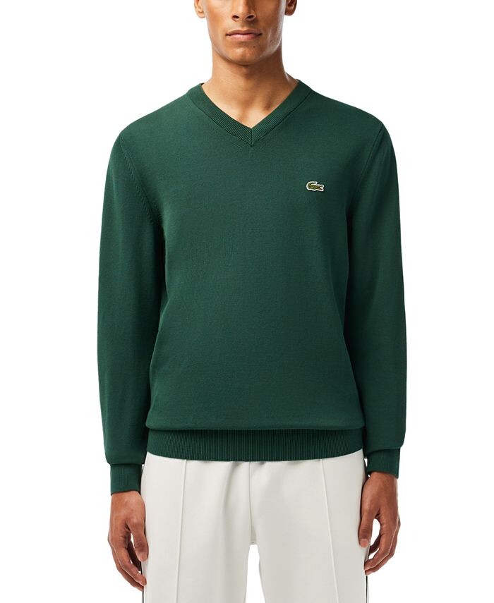 

Мужской однотонный свитер обычного кроя с v-образным вырезом Lacoste, мультиколор