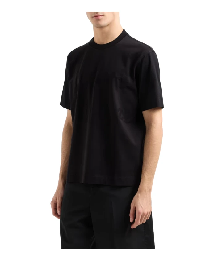 Черная футболка с коротким рукавом Emporio Armani, черный — фото 2