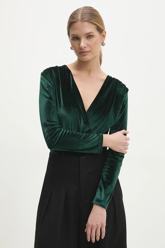 

Боди из велюра Answear.Lab, зеленый
