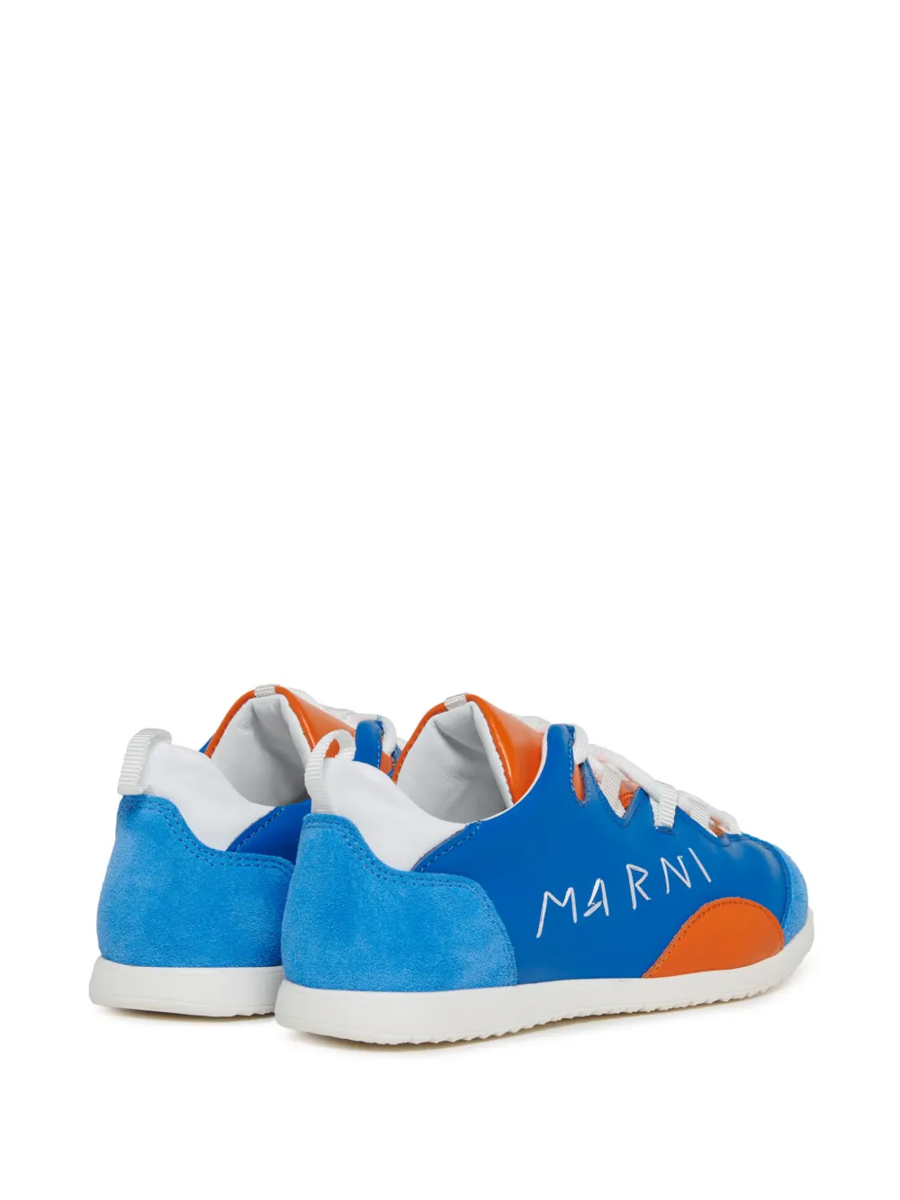Кроссовки с панельным дизайном и надписью Marni Kids, синий — фото 3
