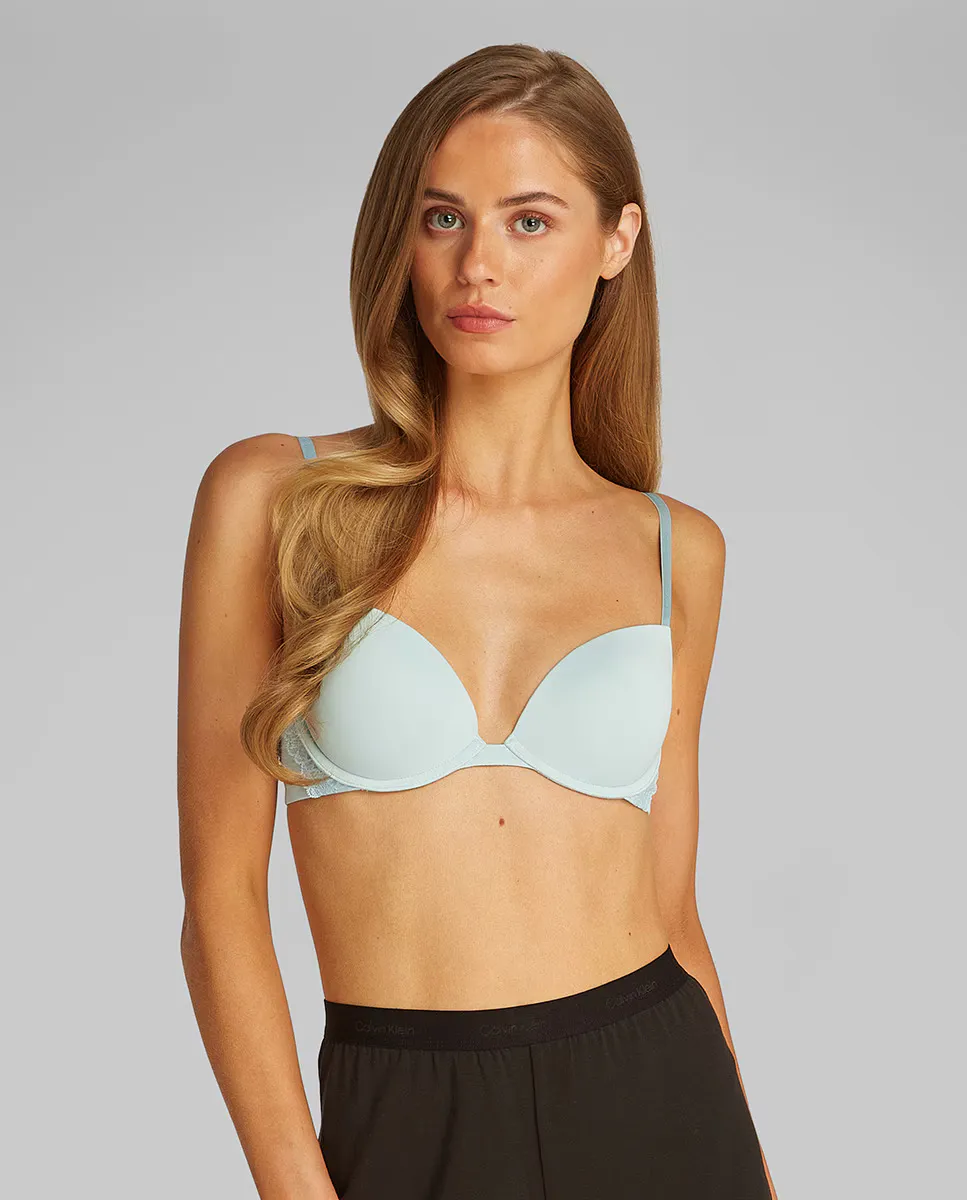 

SOFT STRETCH LACE бюстгальтер с глубоким вырезом и пуш-ап Calvin Klein, голубой