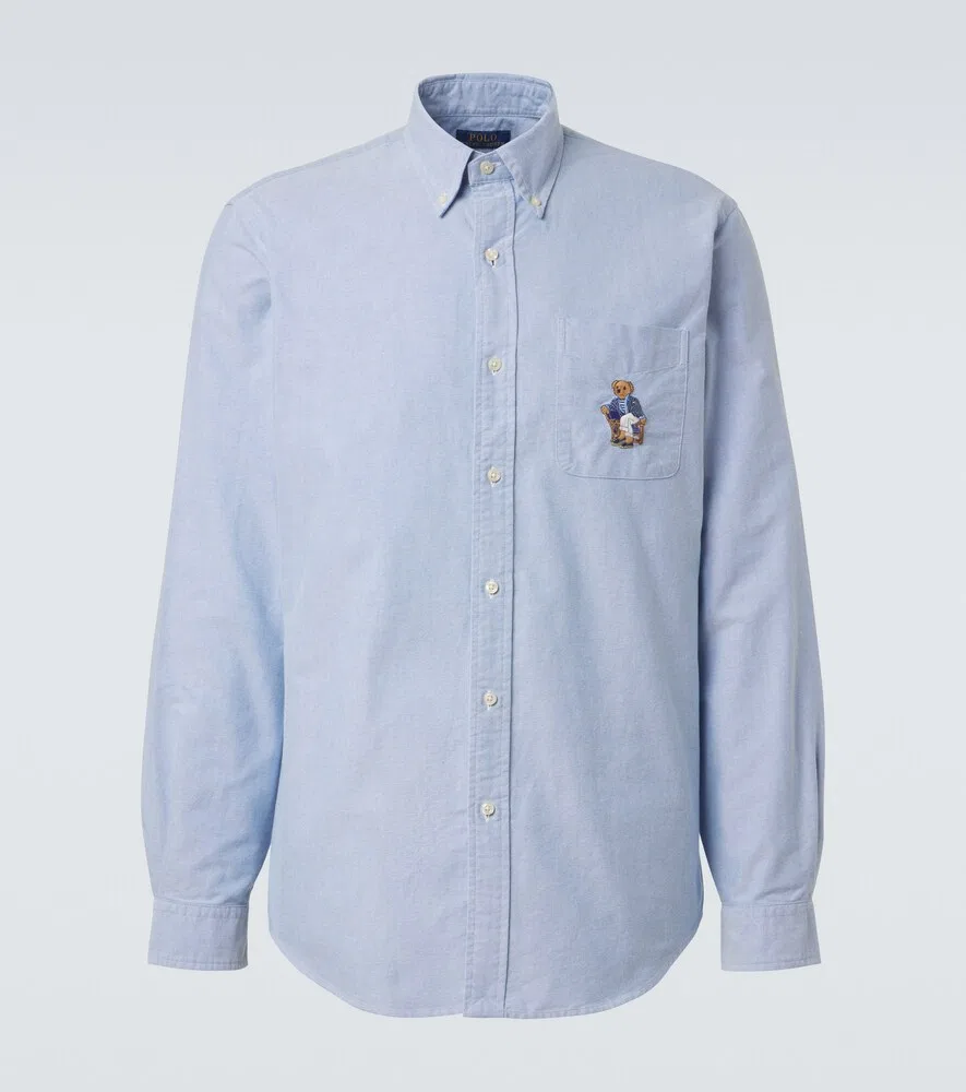 Вышитая хлопковая рубашка Polo Ralph Lauren, синий