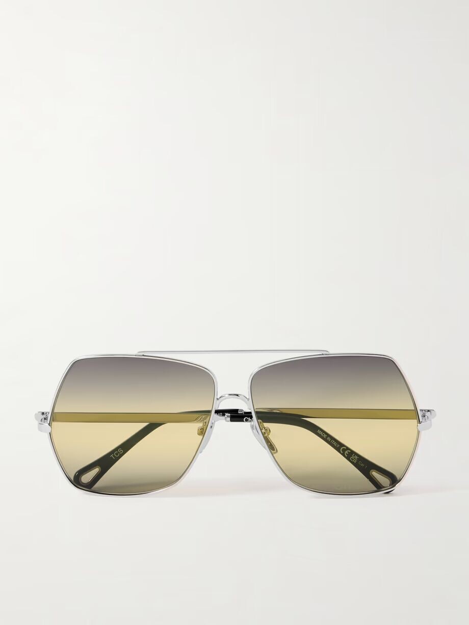 

Массивные солнцезащитные очки-авиаторы серебристого цвета Chloé Eyewear, серебряный
